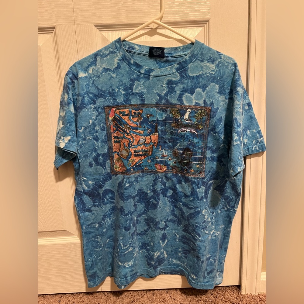 Wise guy Tie Dye Tybee Island Vintage Top | L